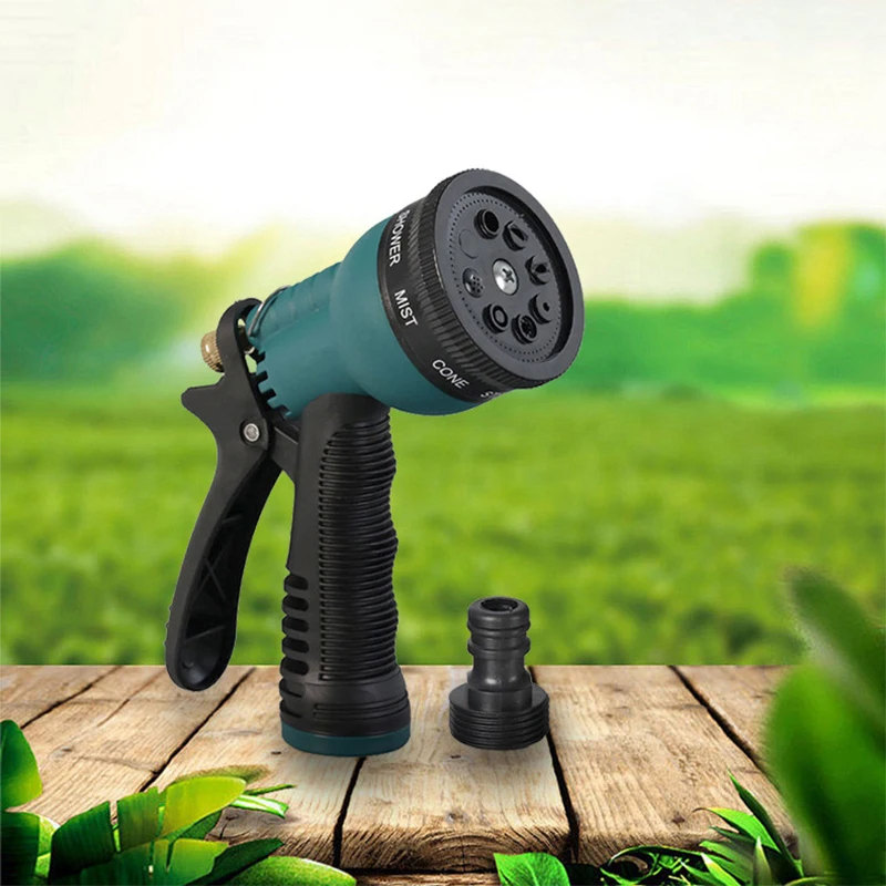 Plastic High-pressure Water Gun,Garden Hose Nozzle,8 Water Outlet Modes,Suitable For Garden Watering,Pet Bathing,Car Washing