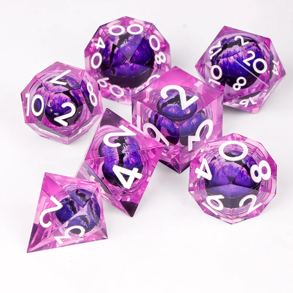 

Набор из 7 граненых кубиков DND с острыми краями и реалистичными глазами, движущиеся глаза дракона, полиэдральные кубики для хоррор-ролевых игр, для Pathfinder MTG