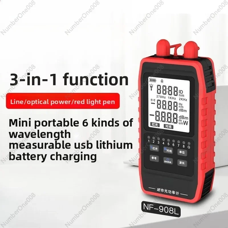 NF908L Rechargeable Optical Power Meter Red Light Pen AllinOne Fiber Loss Tester