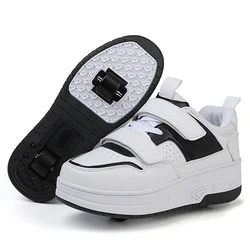 Boys Girls Rage Shoes Four Wheel Student Edition Kids Roller Skating Shoes with Retractable Wheels Adult Walking Skating Shoe