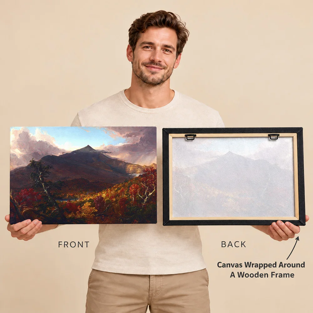 Thomas Cole Schroon Mountain Landscape Canvas Print With Wooden Frame Personalized Photo Classical Brushwork Wall Art For Lounge