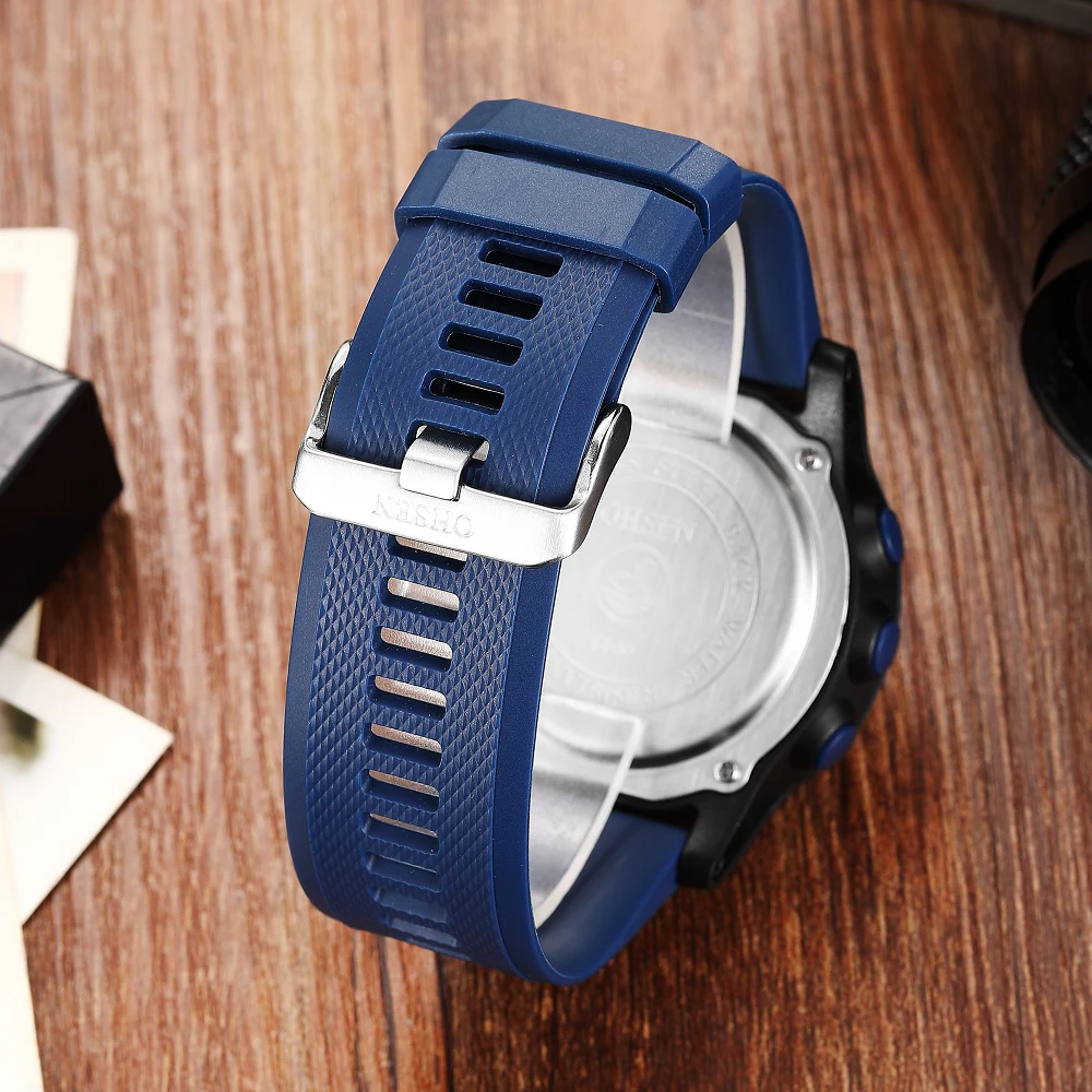 High Quality Black Grey Khaki Blue Green Rubber Strap with Buckle for OHSEN 1806