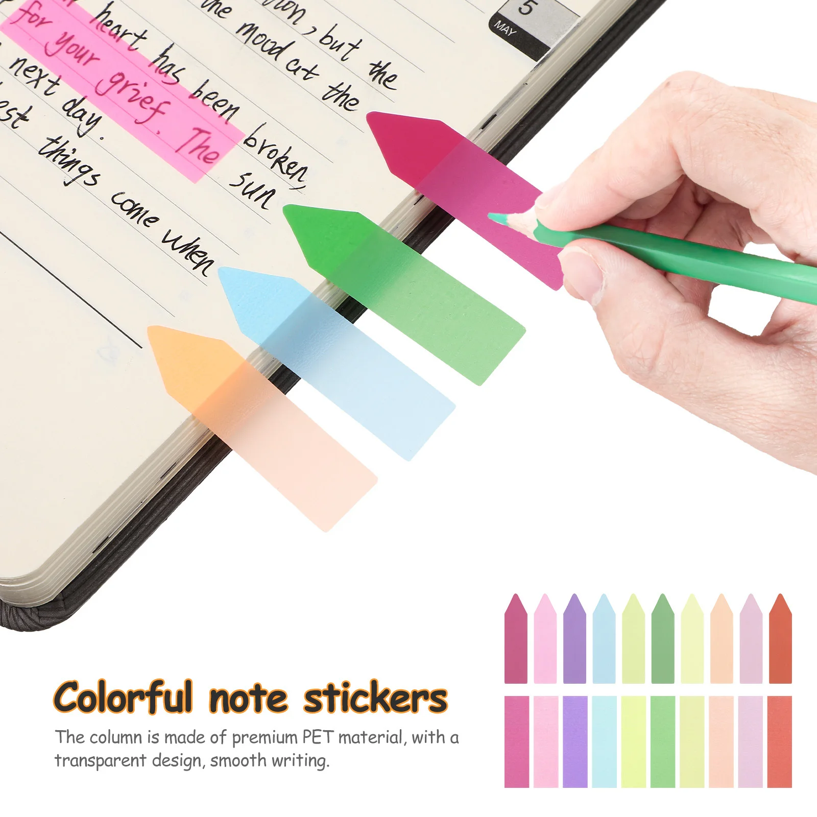 6Pack Fluorescent Index Tabs Self-Adhesive Sticky Page Markers Repositionable Writable Book Tabs for Notes Reading File
