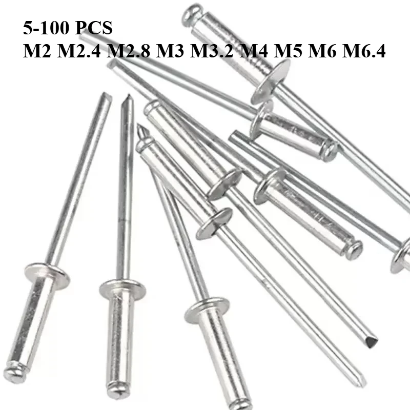 GB12618 M2 M2.4 M3 M3.2 M4 M5 M6 M6.4 Aluminium Dome Round Pop Open Hollow Core Pulling Blind Dropper Self-plugging Rivet