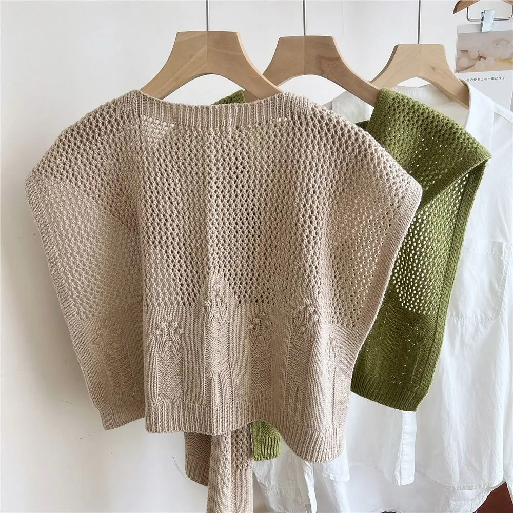 Trendy Multicolor Knitted Shawl Multi-functional Outerwear Fake Collar Lengthen Widen Slimming Knitting Outfit Shawl Girl Women