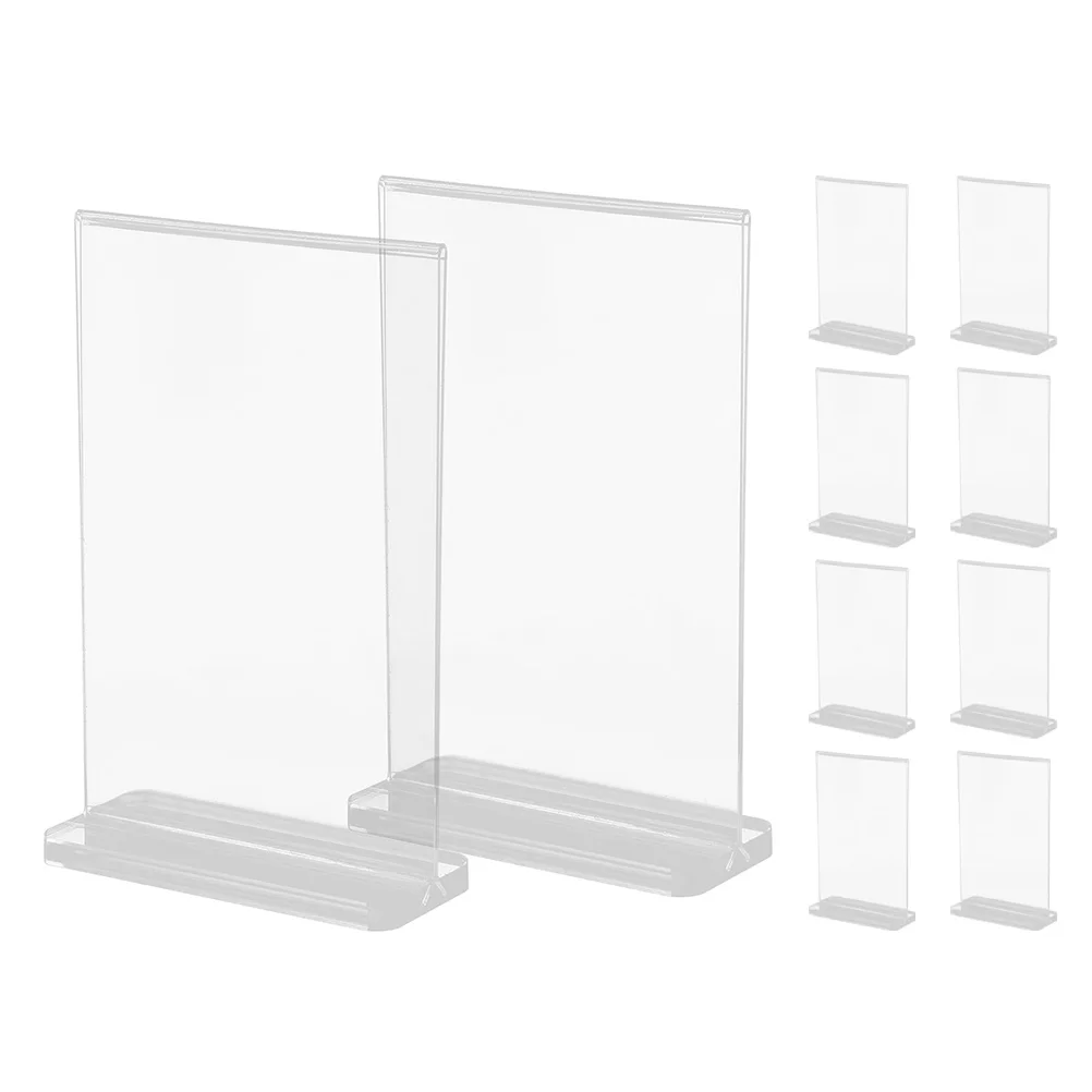 10pcs T Shaped Display 10x15cm Clear Acrylic Menu Holder Restaurant Table Advertising Sign Poster Rack Stable Base