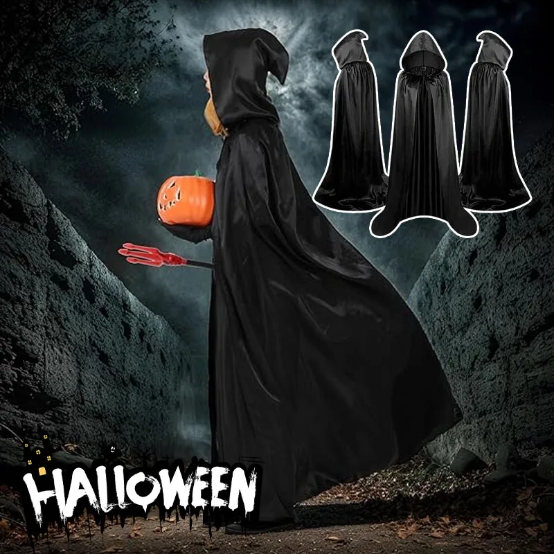 

Плащ на Хэллоуин, черный плащ смерти, костюм ведьмы, дьявола, вечерние вампира, детский плащ, косплей