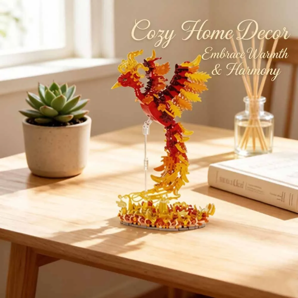 Creatie 1071Pcs Fire Phoenix Building Blocks, Mythical Bird Model Bricks, DIY Decor Collection Toy Gift For Adults Teens Adult