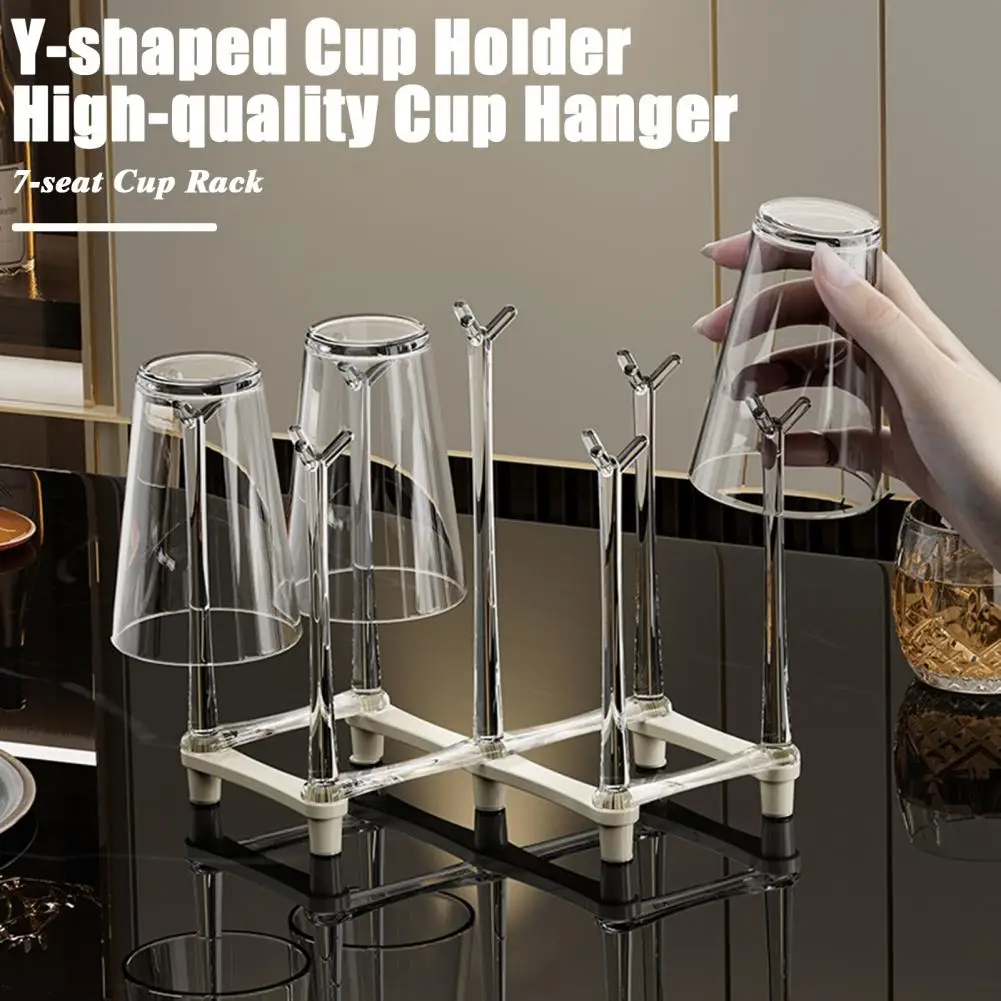 Cup Drying Rack Plastic Cup Organizer Foldable Retractable Cup Holder Rack Space-saving Organizer for Kitchen with Non-slip