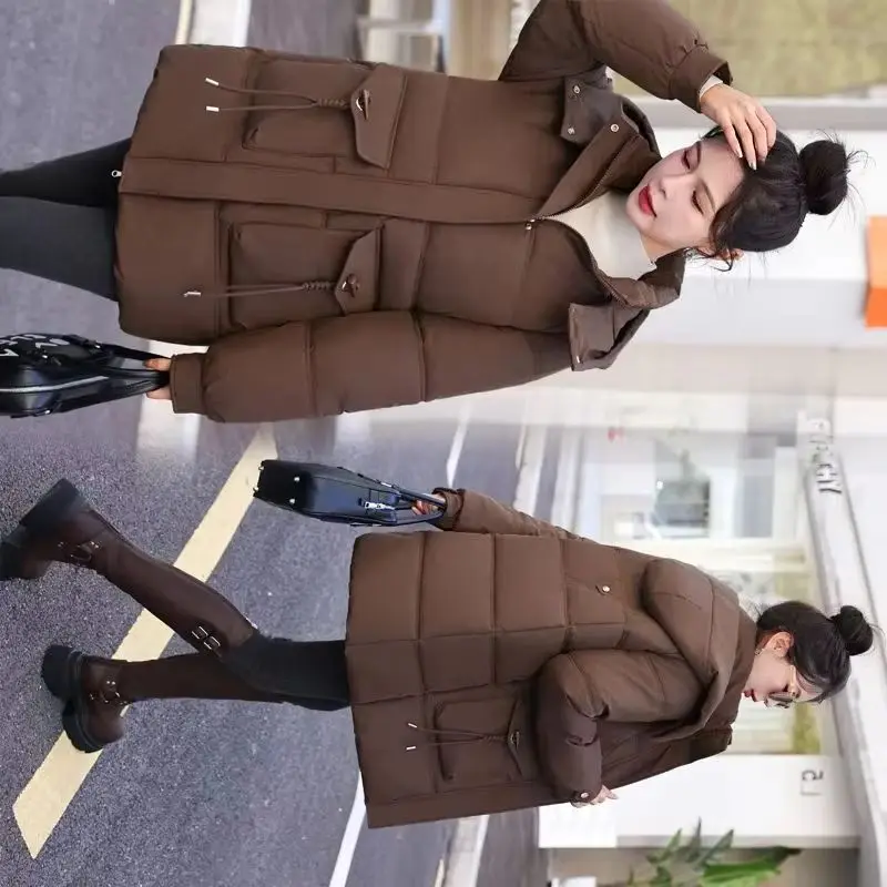 

Зимние парки с капюшоном, женская хлопковая стеганая куртка, новая корейская повседневная универсальная модная теплая женская верхняя одежда, пальто, верхняя одежда