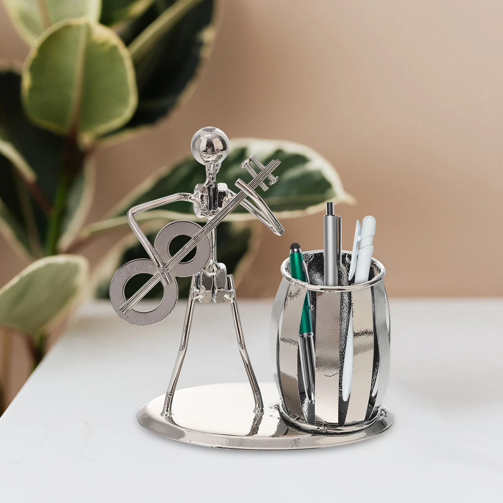 Uchwyt na długopisy w kształcie gitary, żelazny, dekoracyjny, akcesoria na biurko, prezenty dla muzyków, prezenty dla nauczycieli muzyki, organizer na długopisy na biurko