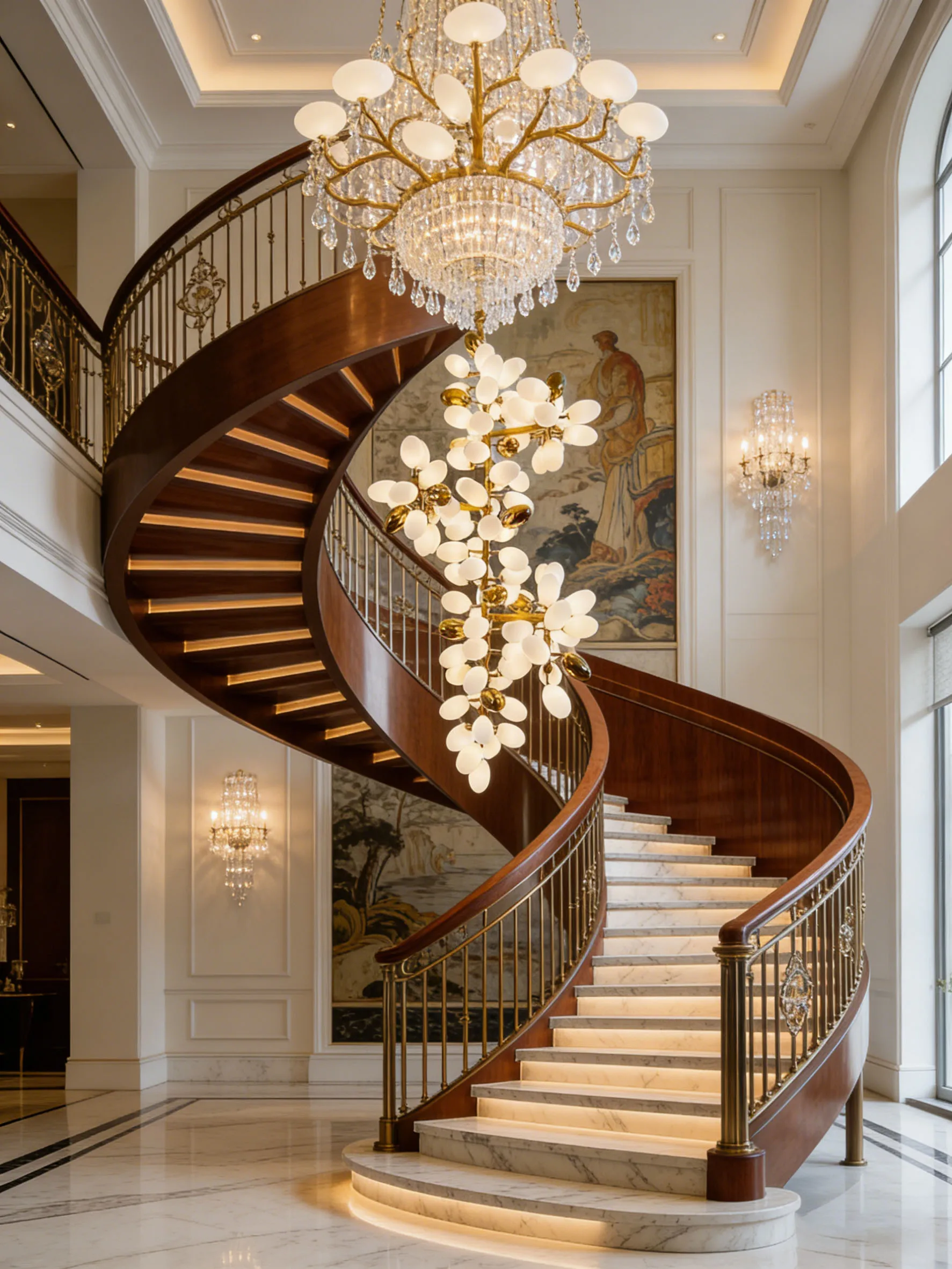 Modern Nordic Gold Chandelier Opal Grapes Glass Shade Dimmable Adjustable Cord Ceiling Light For Bedroom Corridor