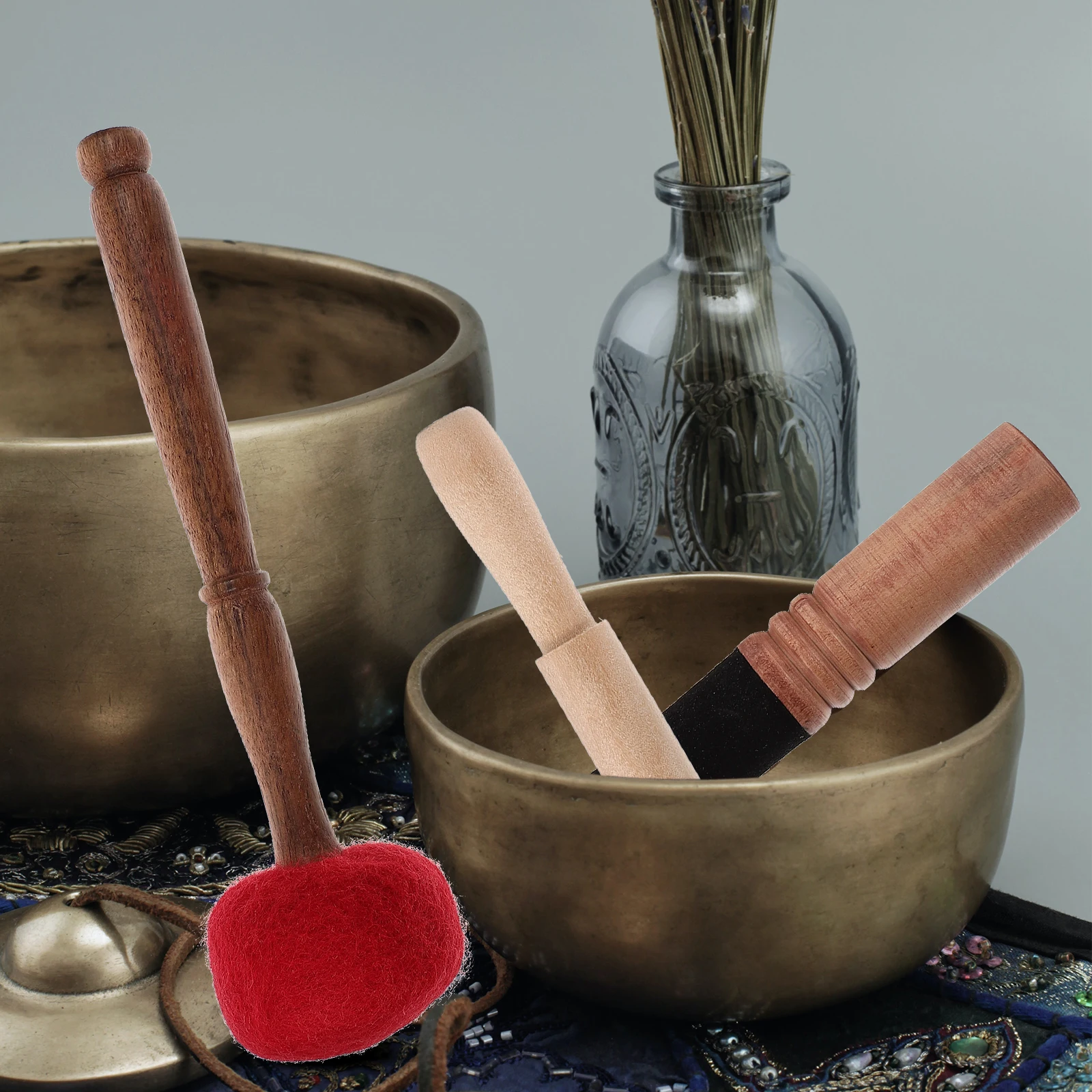 

3 Pcs Singing Bowl Striker Smooth Surface Portable Wooden Mallet for Large Bowl Yoga Office Musical Instrument Accessories