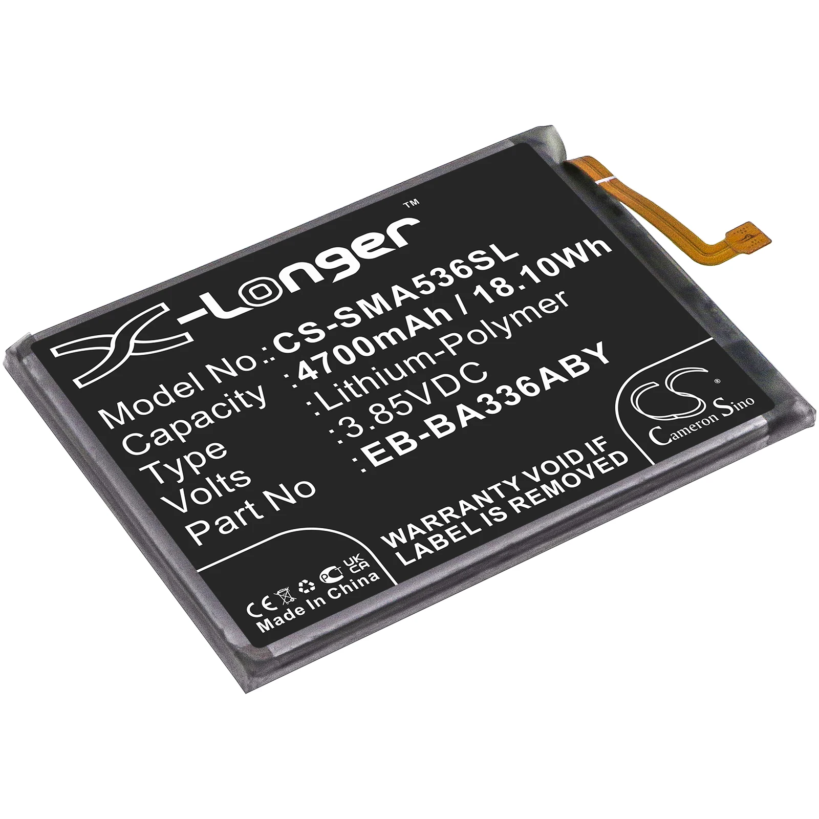 CS Replacement Battery for Samsung Galaxy A53 5G 2022,SM-A536U,SM-A536U1,SM-A536R4,SM-A536V,S PN:EB-BA336ABY 4700mAh / 18.1Wh