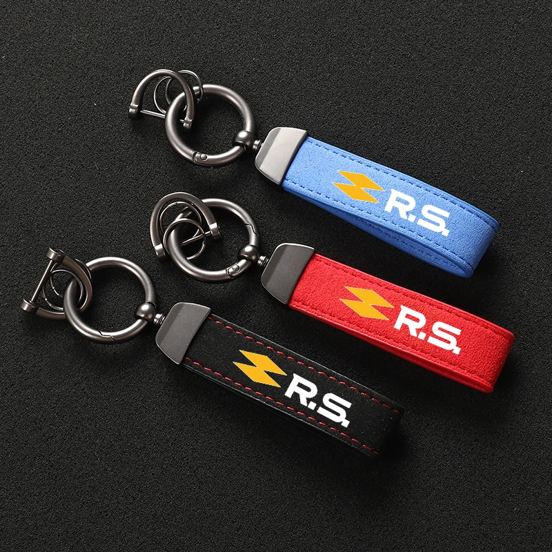 Suede Metal Buckle Car Keychain Business Gift with Logo keyring For Renault RS Clio Scenic Logan Megane Koleos Sandero Safrane