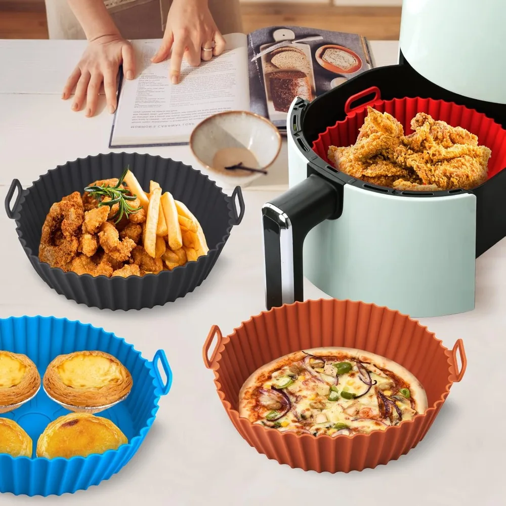 Airfryer Silicone Basket Reusable Baking Tray Silicone Mold For Airfryer Pizza Fried Chicken Liners Accessory Kit Pro Max