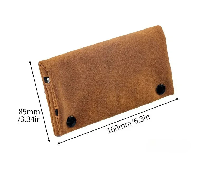 Handgefertigter Leder-Tabakbeutel, Etui, Tasche, Raucherpapierhalter, Etui, Geldbörse, multifunktionale, faltbare Tabakaufbewahrungstasche – Detail 1