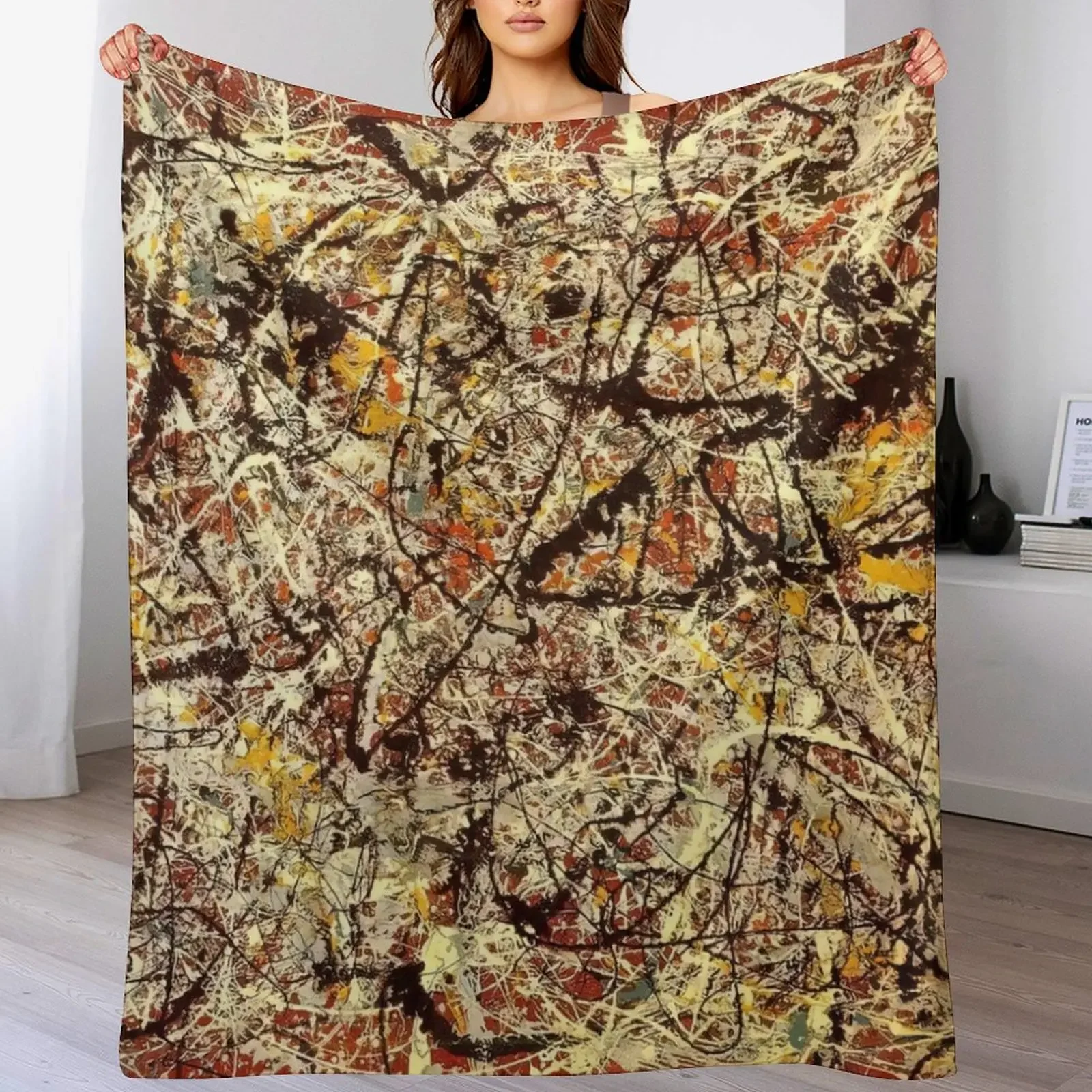 Jackson Pollock Painting, Jackson Pollock Artwork, Jackson Pollock Art Style Throw Blanket for winter Plaid Blankets