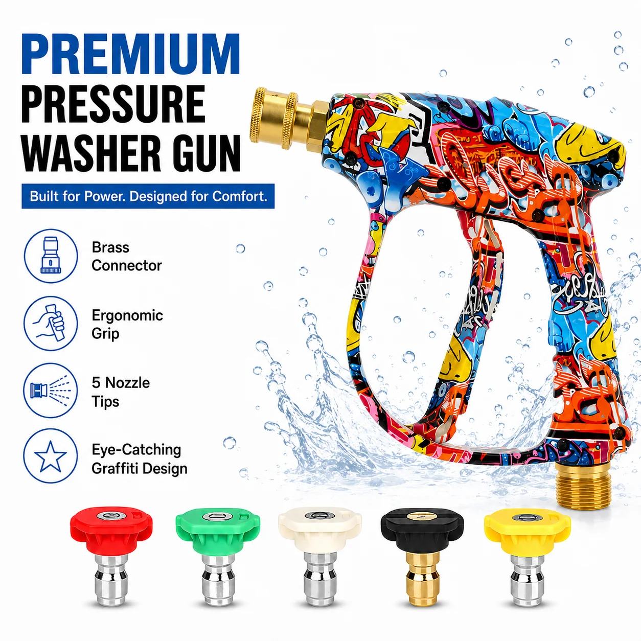 2175PSI Graffiti Shell High Pressure Washer Gun with 1/4
