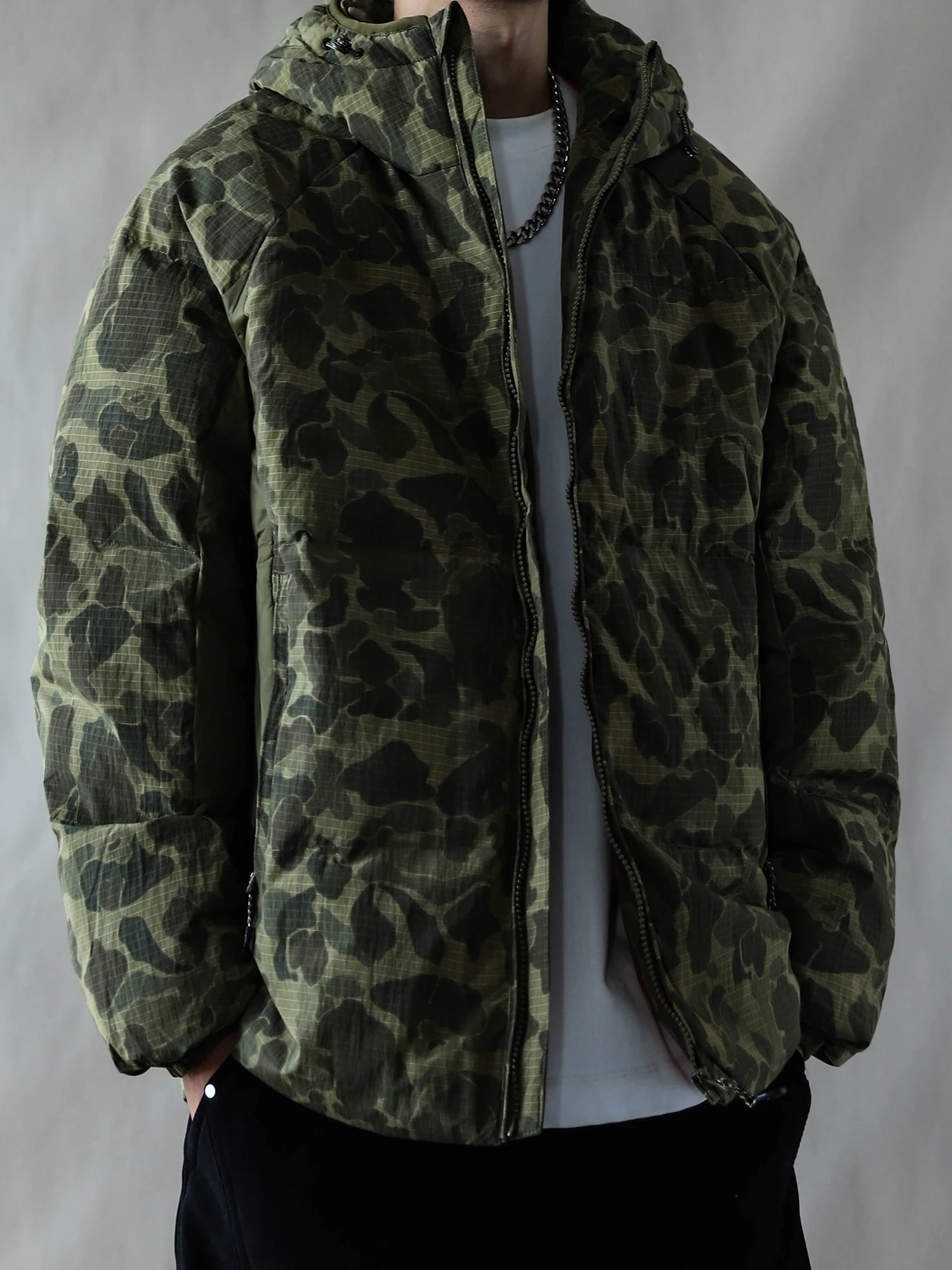 

Мужской пуховый жилет в американском камуфляжном стиле, утепленный, для активного отдыха, теплый, прочный, свободного кроя, городской повседневный