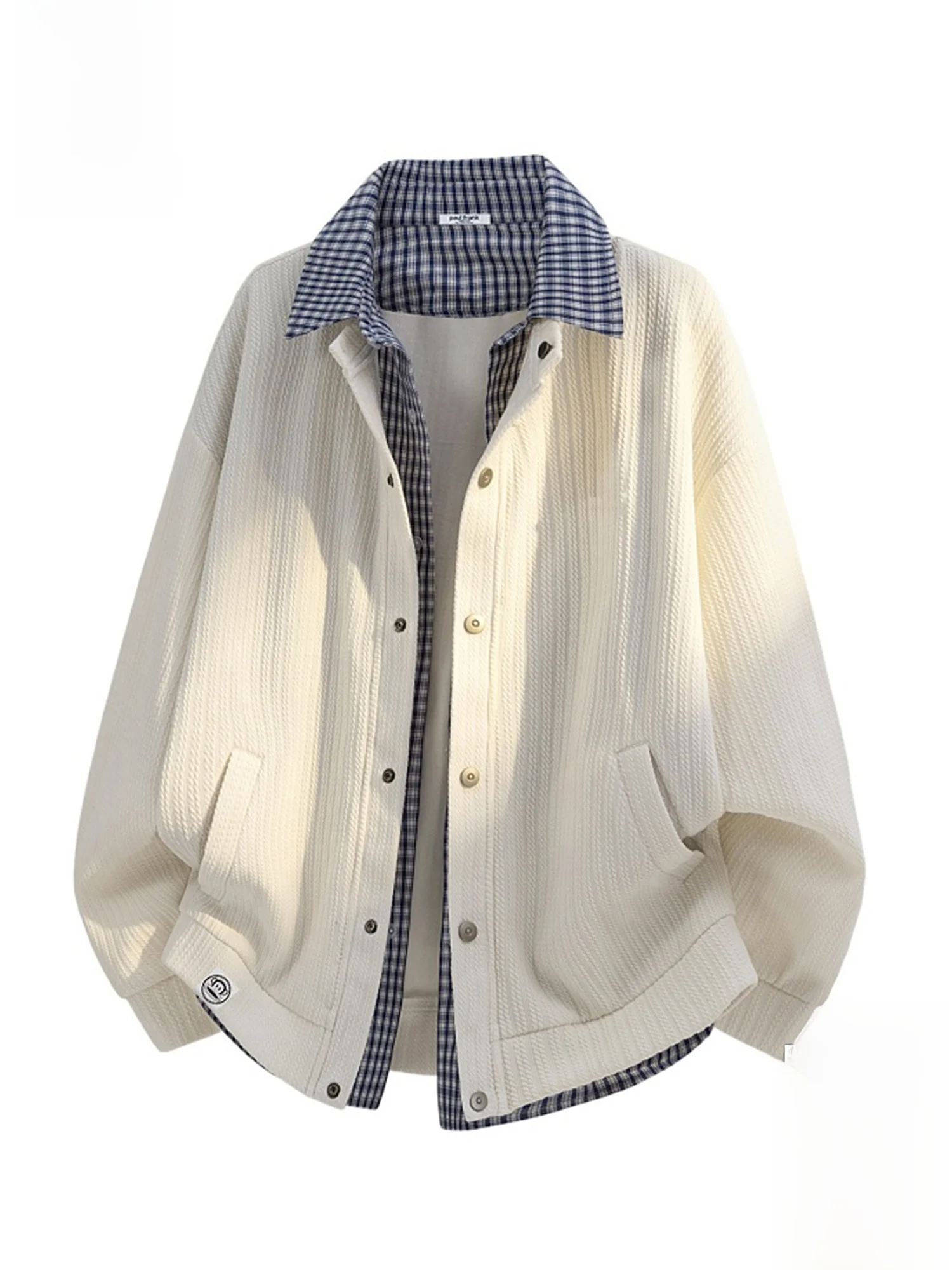 

PaulFrank Retro Large Mouth Monkey Plaid Jaet Loose Casual Workwear Coat for Men Spring New Sle Polyester Fiber Long S...