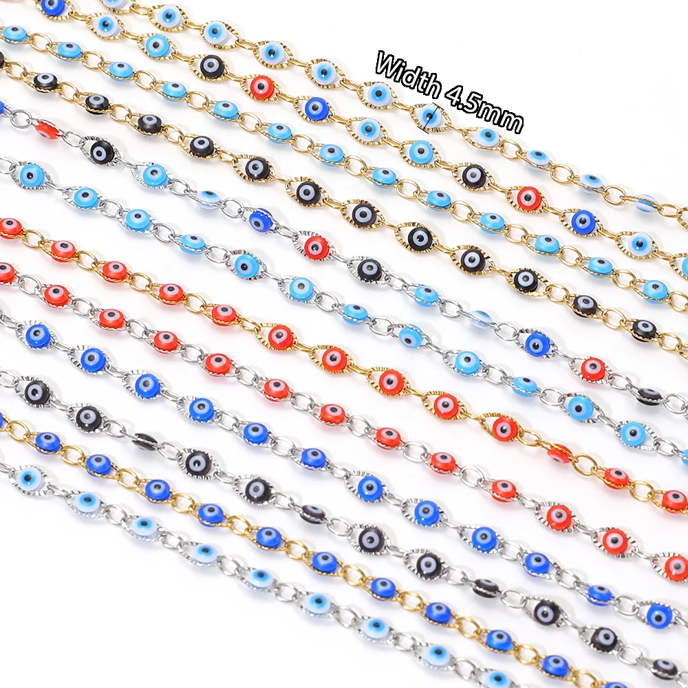 1 Meter Edelstahl 4,5mm Plastik-Kurkumaugen-Perlen Ovale Ketten für DIY-Schmuckherstellung von Halsketten, Armbändern und Ohrringen – Detail 3