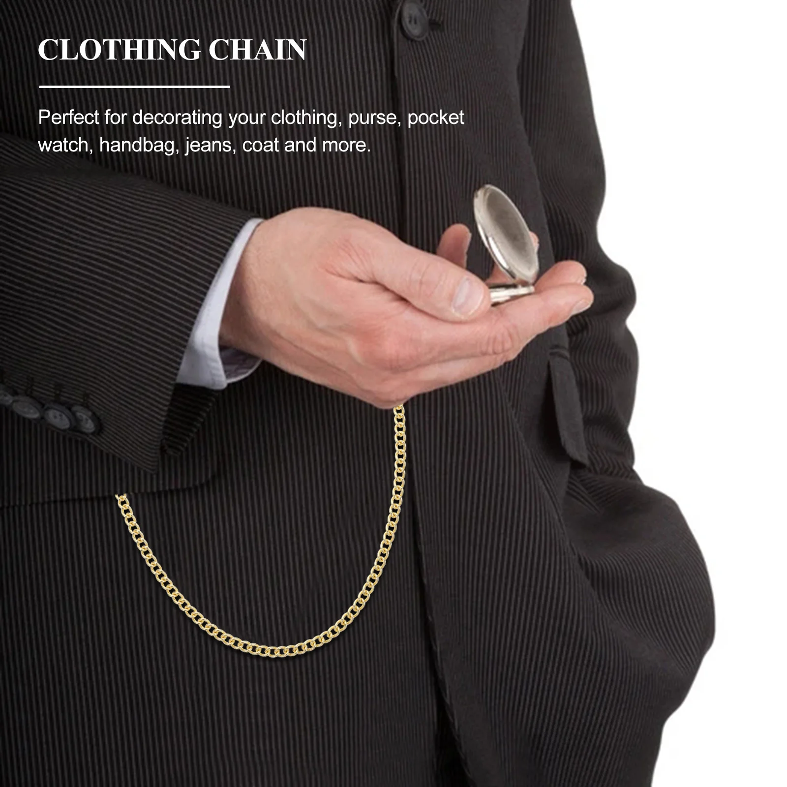

1Pcs Metal Pocket Watch Hanging Chain Heavy Duty Stainless Steel Clothing Chain for Jeans Bag Accessory Clothing Accessory