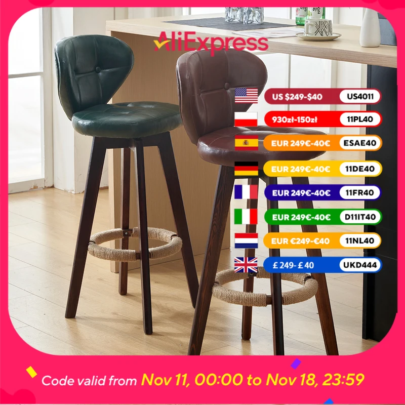 

High Minimalist Bar Stools Kitchen Back Wooden Modern Luxury Counter Bar Stools Dining Brown Banqueta De Cozinha Alta Furniture