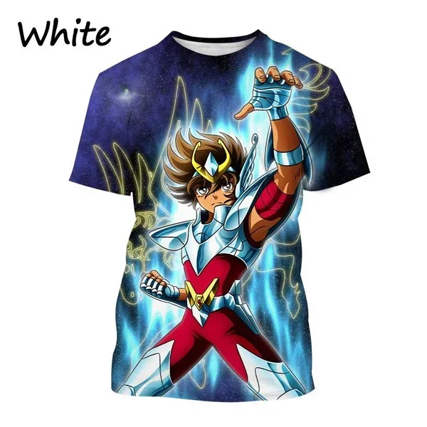 Summer New Hot Selling Super Cool Men\'s Personalized Street Style Short Sleeve Gold Saint Seiya 3D Printing T-Shirt