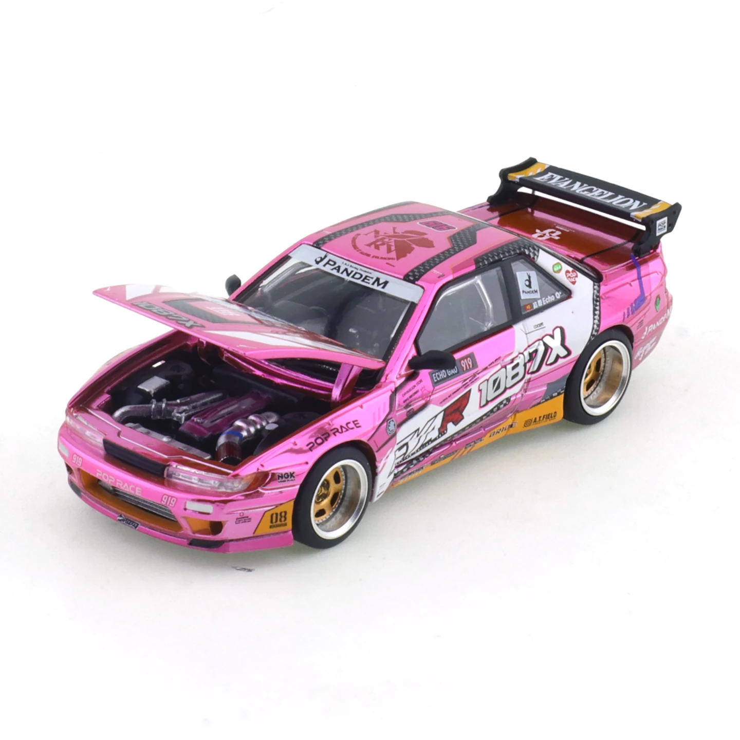 Xcartoys 1/64 POP RACE Nissan Rocket Rabbit Wide-body EVA RT PRODUCTION MODEL CUSTOM TYPE-08 POP RACE × 1087X PANDEM S13 Model
