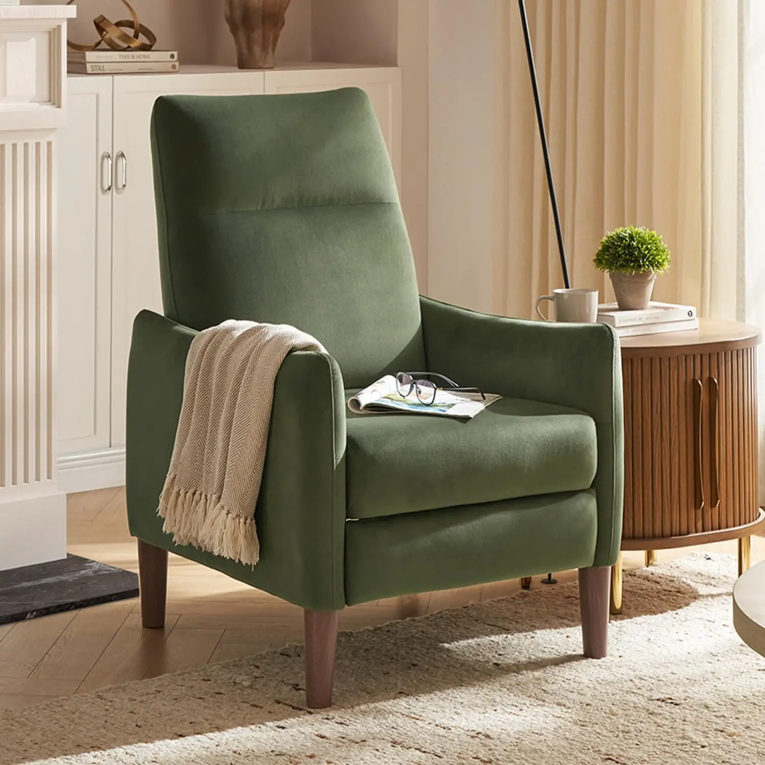 Arthur Recliner Chair with 3 Positions, Accent Armchair, Mid Century Modern Reading Chair, High Back Padded Support Comfy
