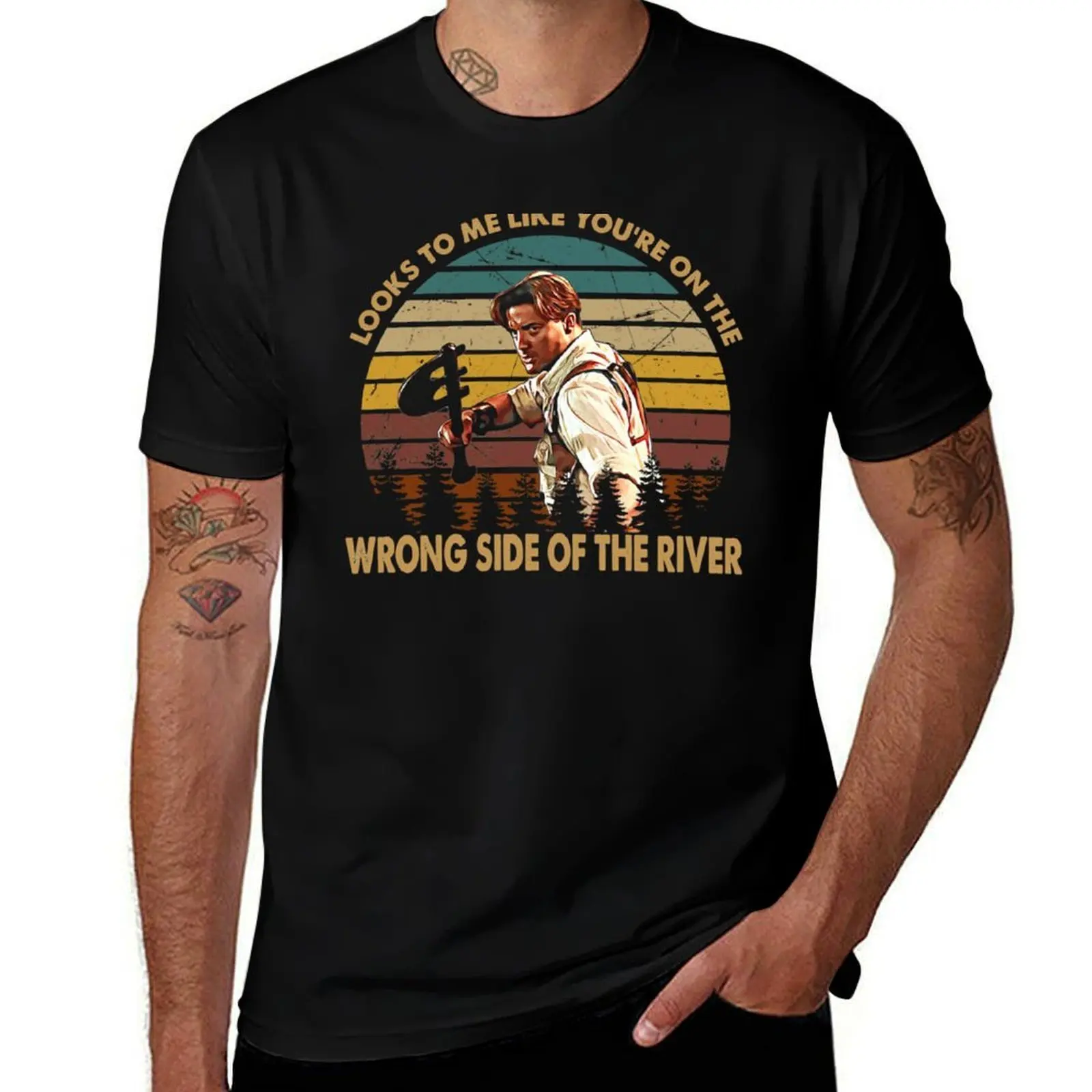 

The River The Mummy Brendan art vintage T-Shirt t shirts for man slim fit t shirt man casual T-shirt