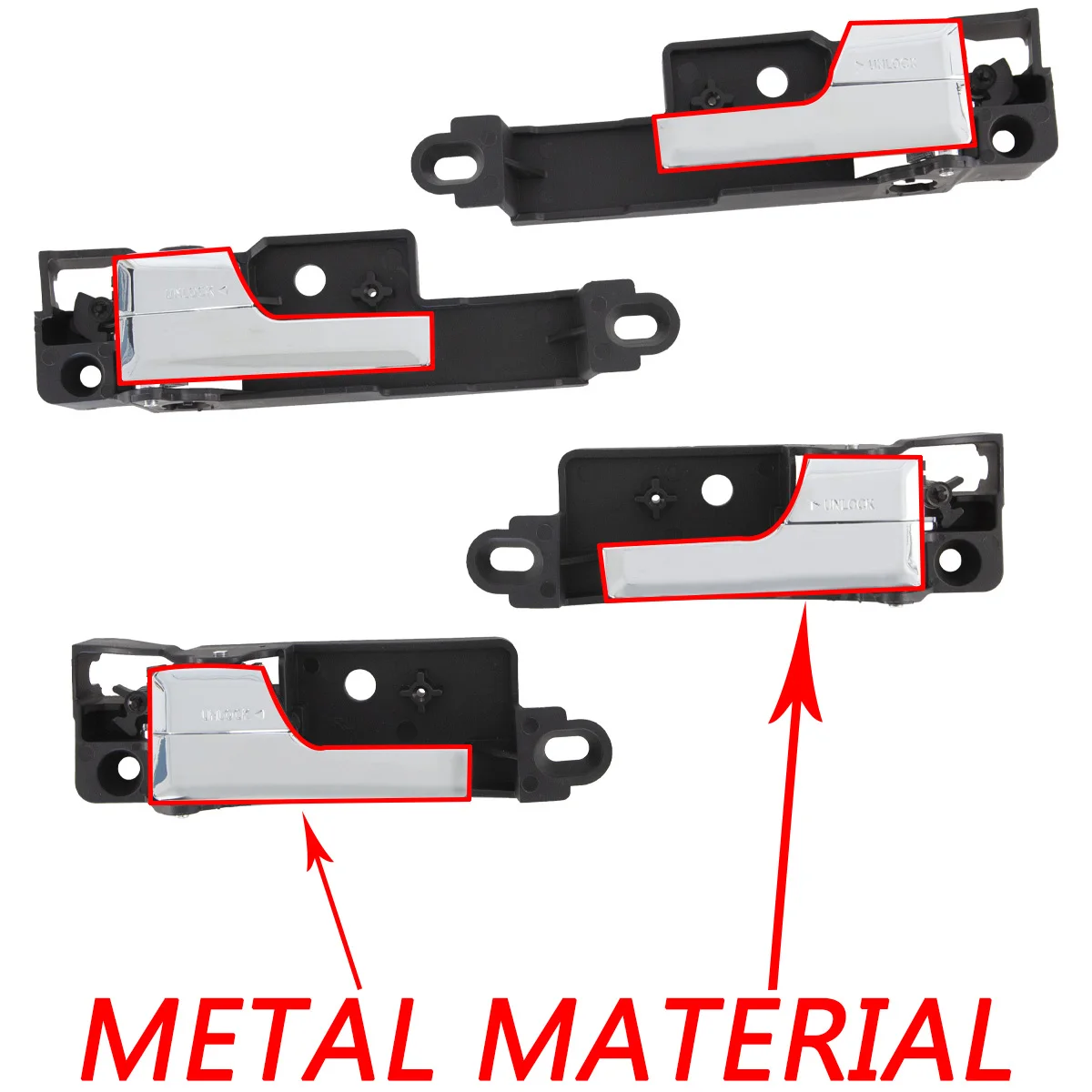 4 Manijas Interiores Metálicas para Puerta de Ford Fusion 2006-2012/Lincoln MKZ 2007-2012/Mercury Milan 2006-2011 6E5Z5422601A