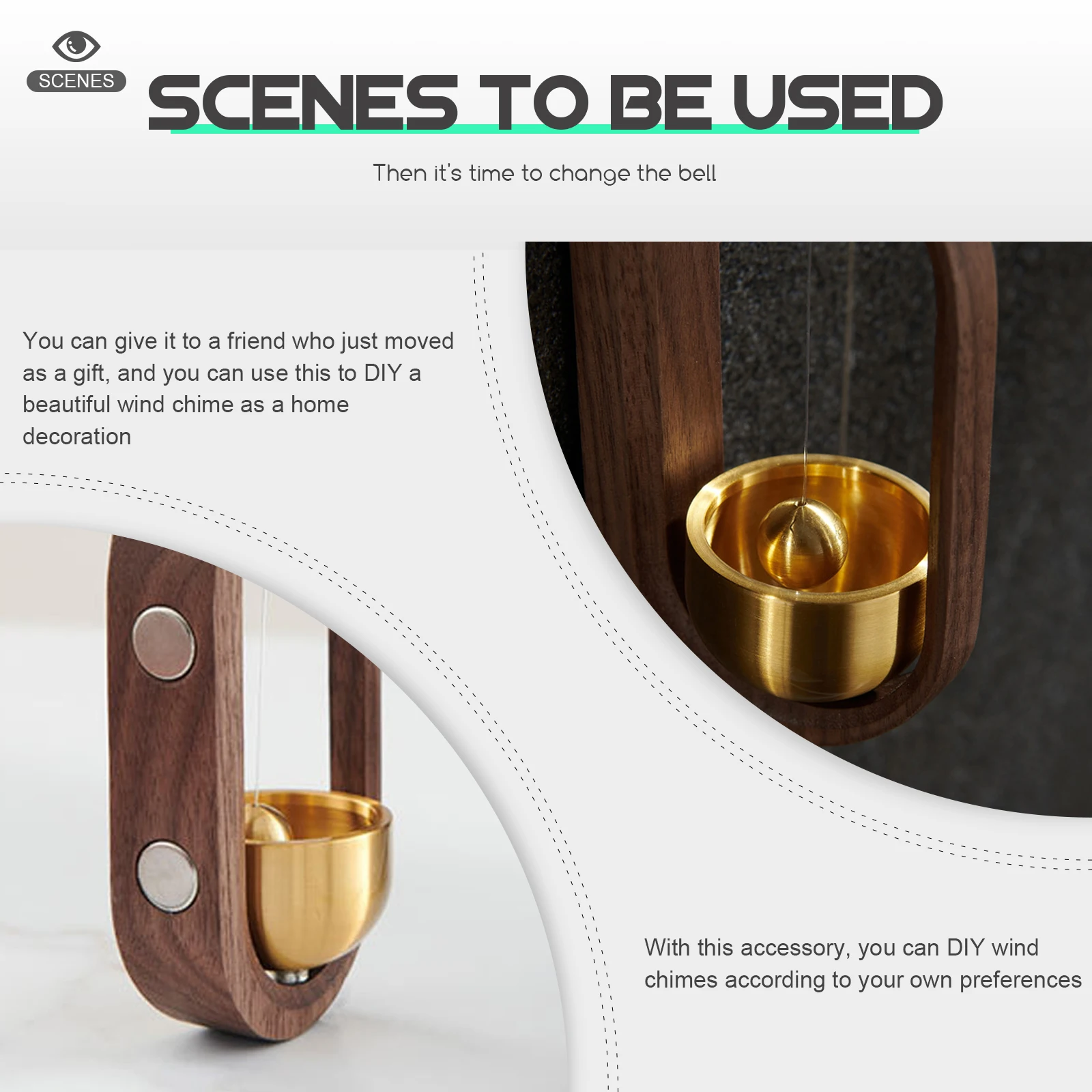 

Copper Wind Chime Doorbell Accessories 32mm Decor Japanese Style Bell Pendant Pure Copper Beads Furniture Hardware Door