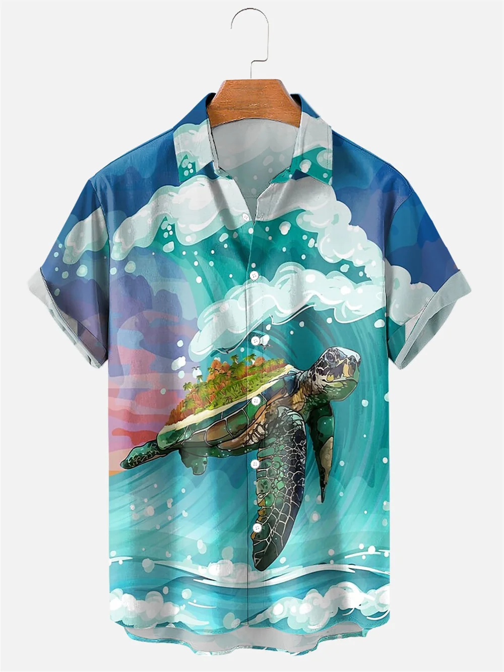 

2022 Summer Men Clothes Street Retro Hawaiian Shirt Man Casual Short Sleeve Top Sea Animal Fish 3d Hd Digital Lapel Men's Shirt