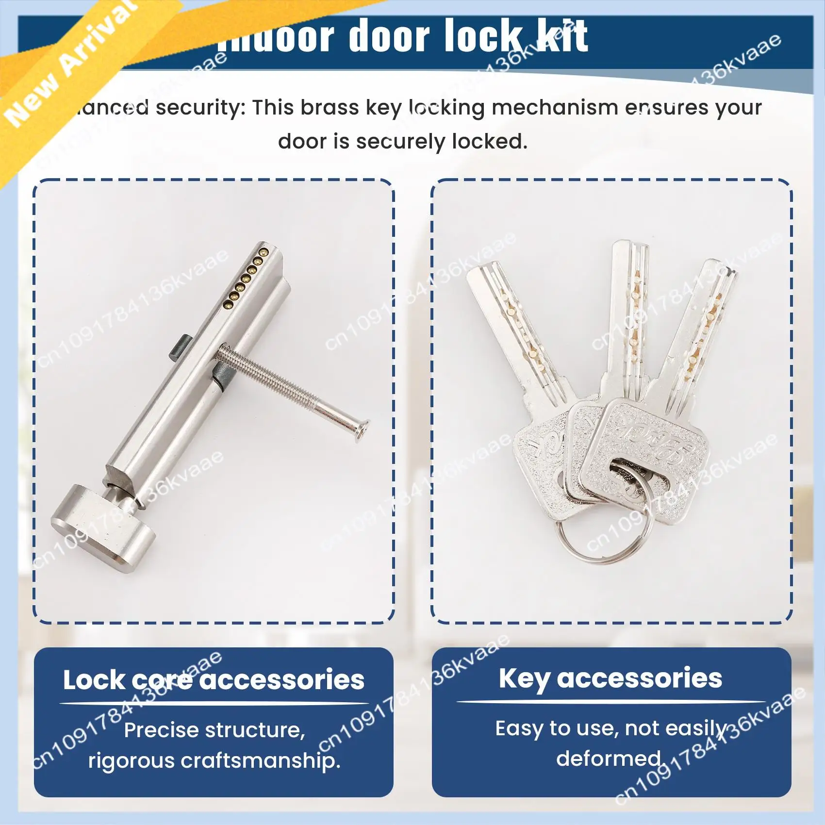 

M01K Door Hardware 80Mm Security Copper Door Lock Cylinder Interior Bedroom Living Lock Handle Brass Key Locking
