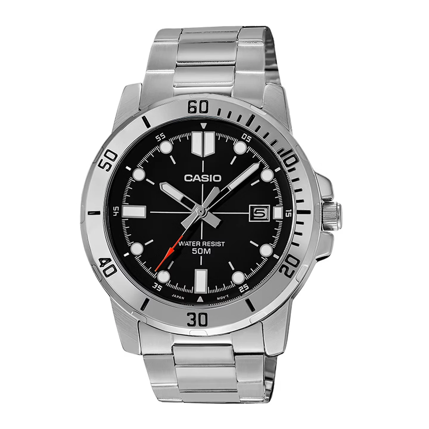 Reloj de Cuarzo CASIO MTP-VD01D para Hombre, Correa de Acero Inoxidable, Resistente al Agua 50M, Calendario con Fecha, Reloj Deportivo Casual para Uso Diario