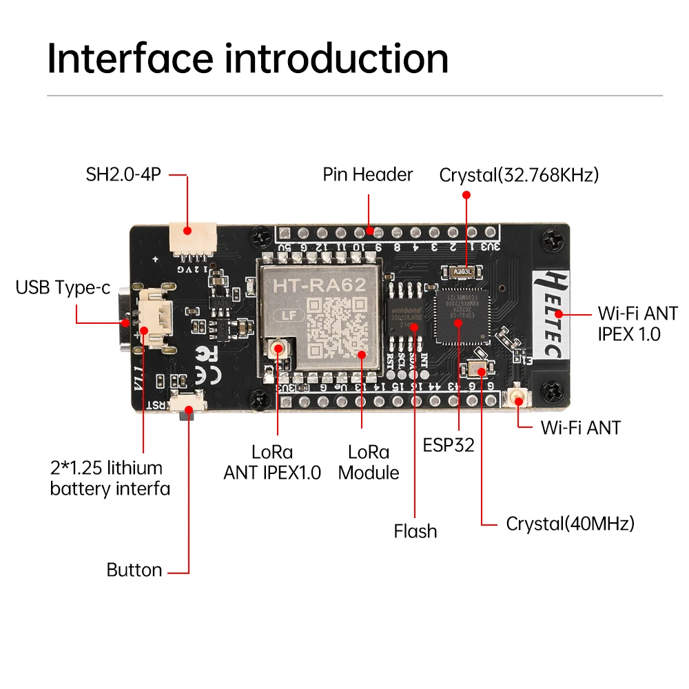 Esp32-S3-R8 Lorawan Protocolo Bt Placa de Desenvolvimento Wifi Com 1.9 Polegadas Tft Ht-Vmt190 Módulo de Placa de Desenvolvimento
