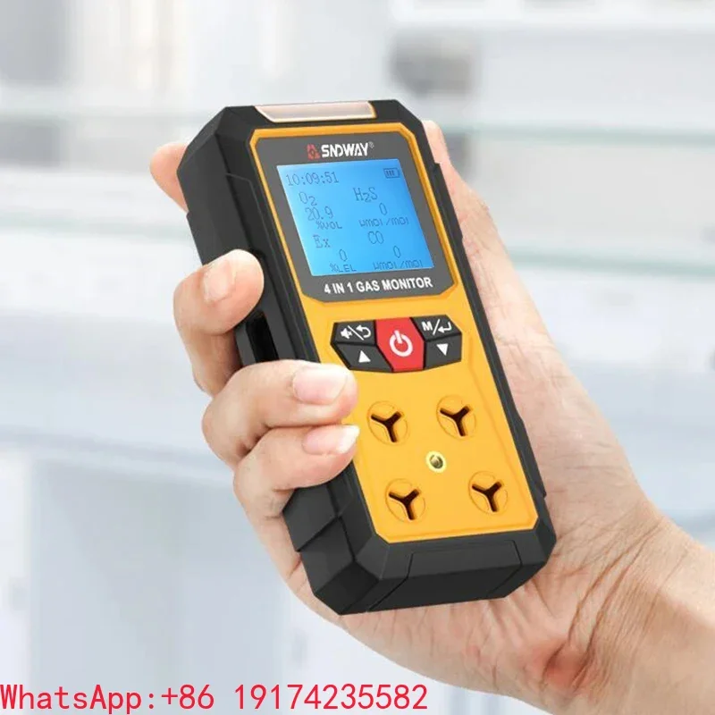 SW-7500A 4-in-1 Gas Detector Meter High Accuracy Voice Alarm For Oxygen/O2 Carbon Monoxide/CO H2S Combustible Gas