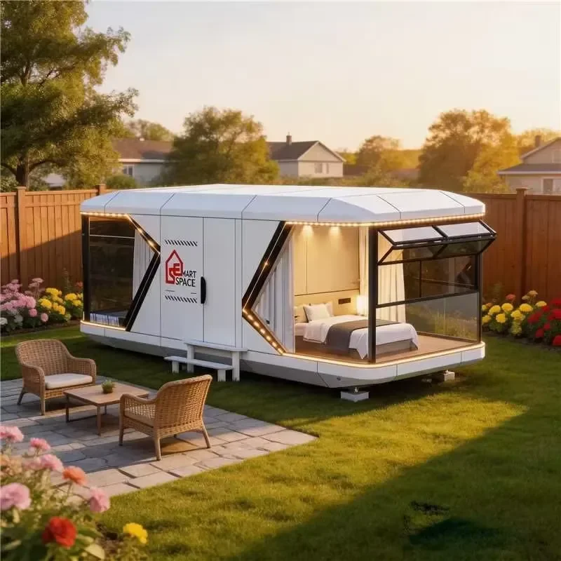 New Design Modular Prefab House with Panoramic Glass for Garden Office Resort Modern Prefab House