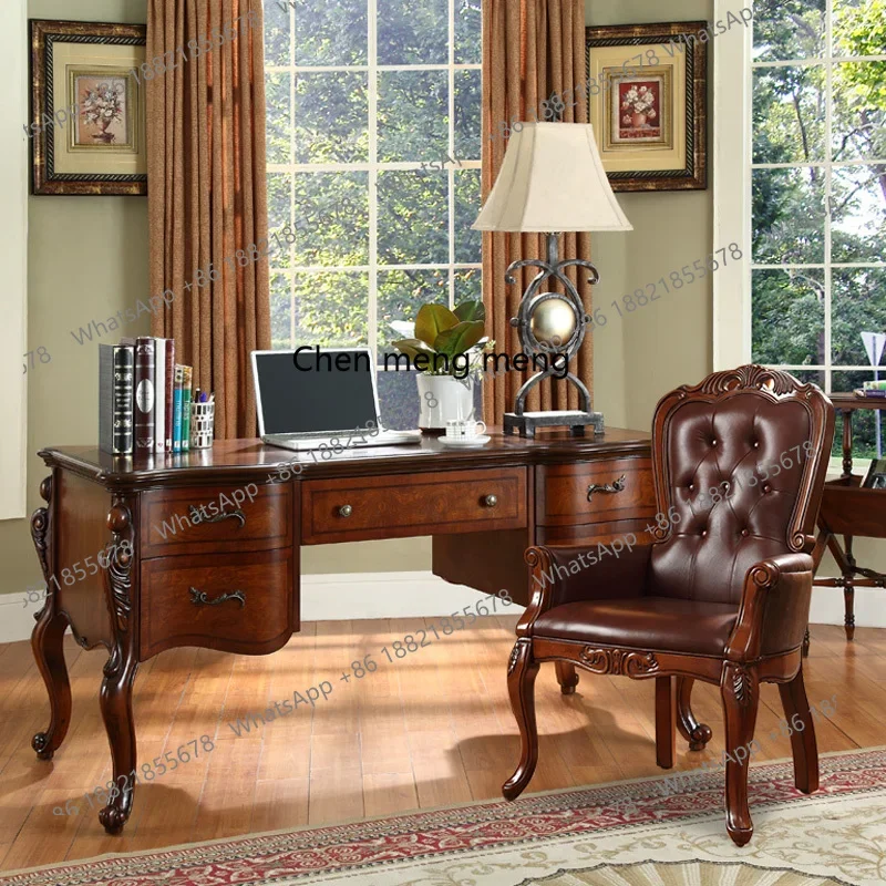 A139 مكتب الكتابة المنزلية الأمريكية الخشب الصلب مكتب أوروبي سطح المكتب مكتب كلاسيكي #2