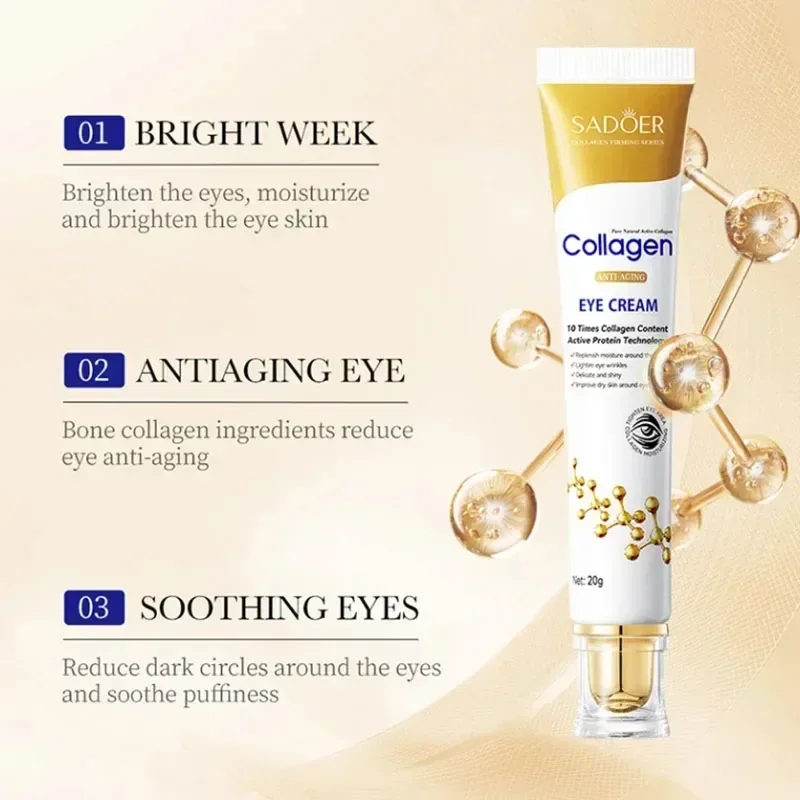 Crème démaquillante instantanée pour les yeux, anti-déformable, au collagène, estompe les ridules, raffermit la peau, anti-poches, éclaircit les soins