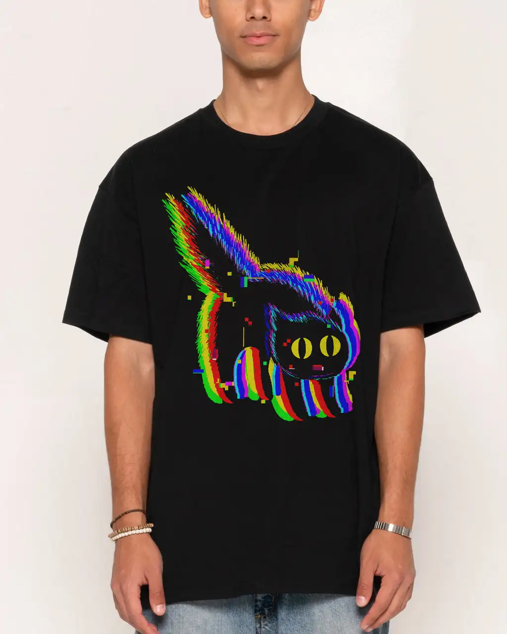 Technicat Glitch Fun Meme Street Trend Brands Graphic T-Shirt Cotton Men Women Streetwear Tee
