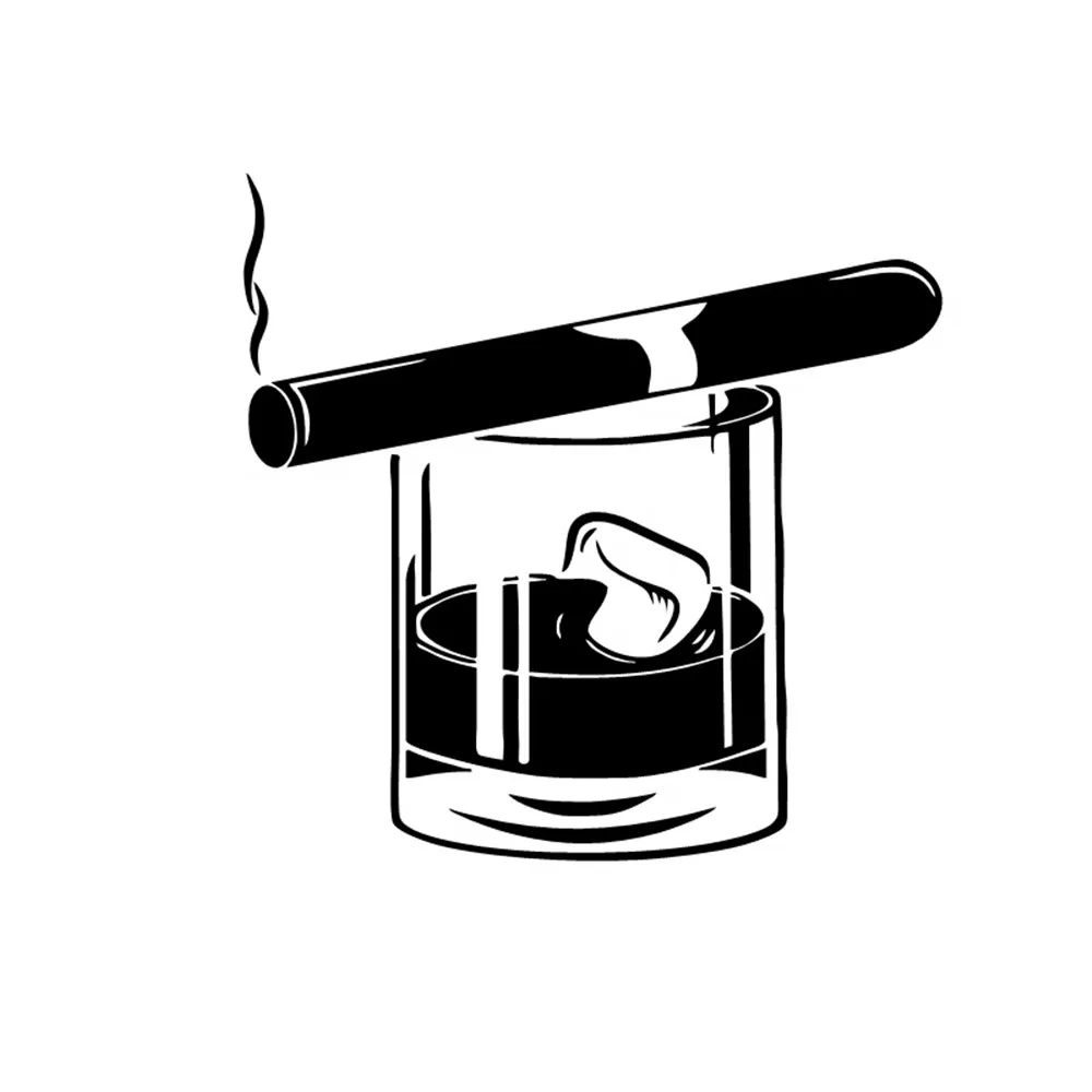 

Whiskey Glass and Cigar Vinyl Car Sticker Waterproof UV Resistant for Auto Window Bumper Man Cave Bar Theme Universal Fit