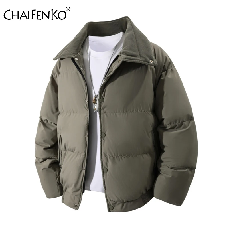 

Зимнее простое однотонное утепленное мужское пальто на открытом воздухе, свободная удобная универсальная куртка с лацканами, новая модная повседневная теплая парка