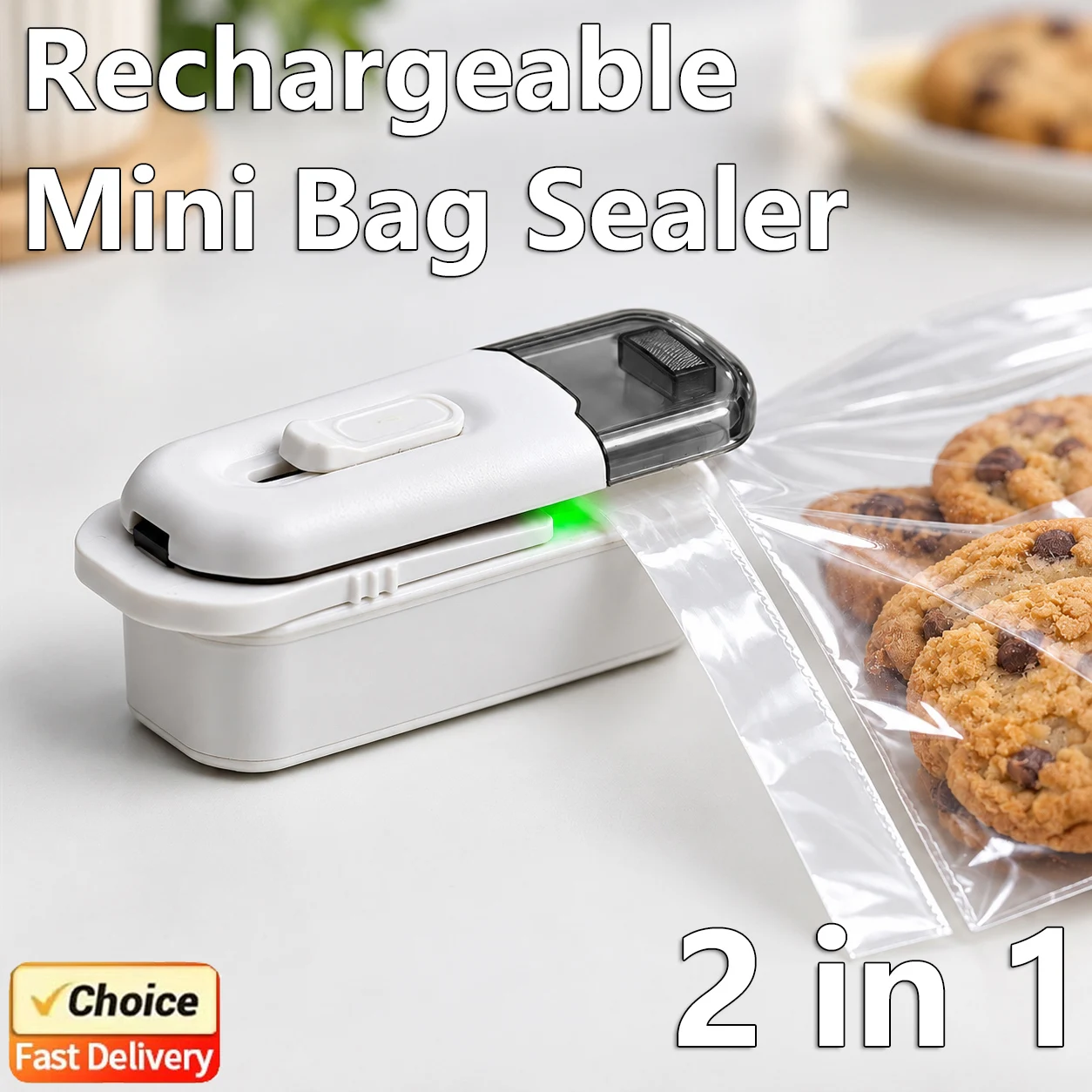 Mini Vacuum Sealer Battery Powered Heat Sealer with Cutter Portable Handheld for Plastic Bag Food Storage Kitchen Home Use