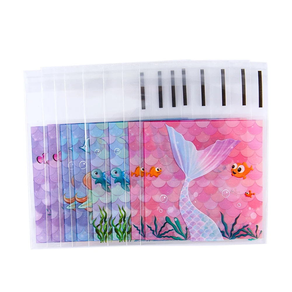 Sacchetto di plastica Opp da 50 pezzi sacchetti di plastica trasparenti a sirena oceanica autoadesivi perline porta carte regalo per imballaggio di