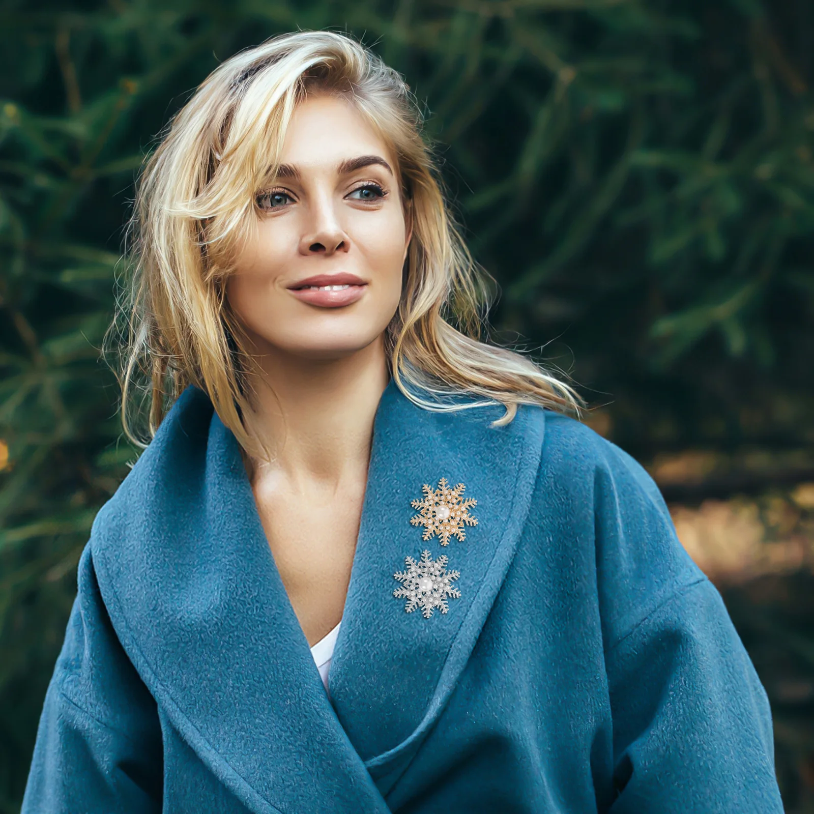 

2pcs Pearl Brooch Snowflake Rhinestone Crystal Pin For Women Winter Holiday Dress Corsage Lapel Pin Christmas Jewelry Shawl