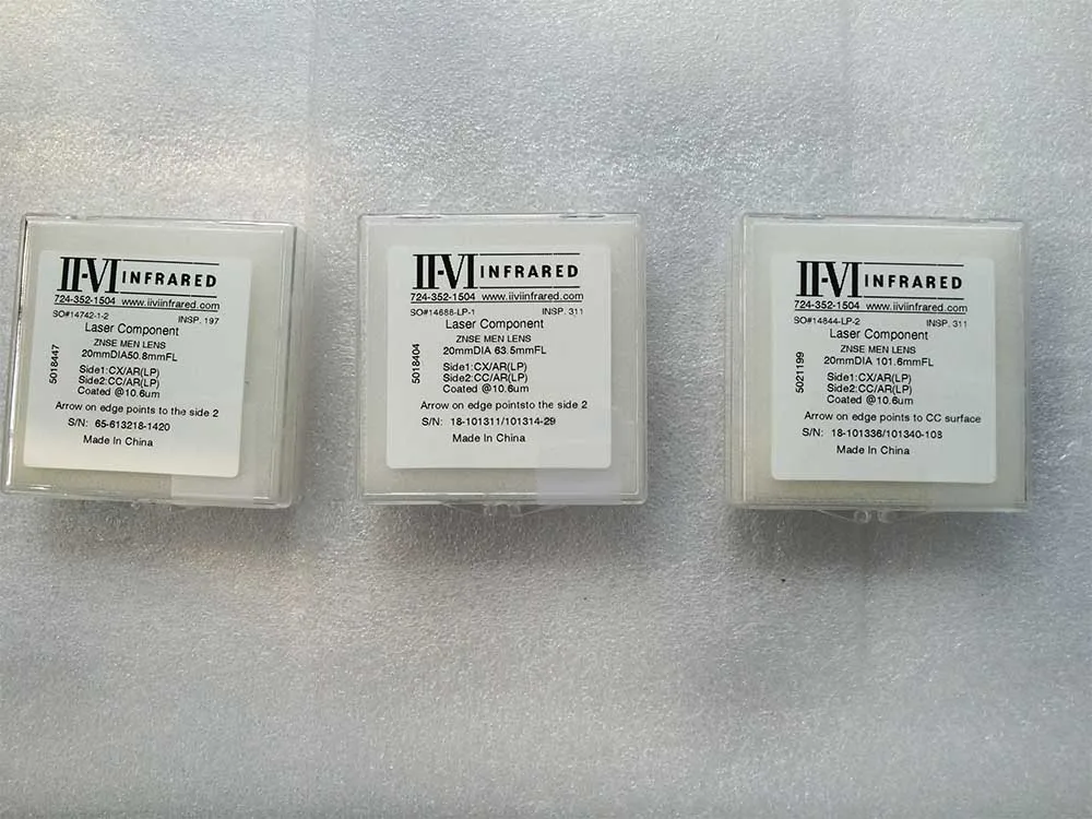 II-VI Infrared Laser Component ZNSE MEN LENS Co2 Laser Machine Part 20mm Diameter 50.8mm/63.5mm/101.6mm High-Accuracy 10600nm