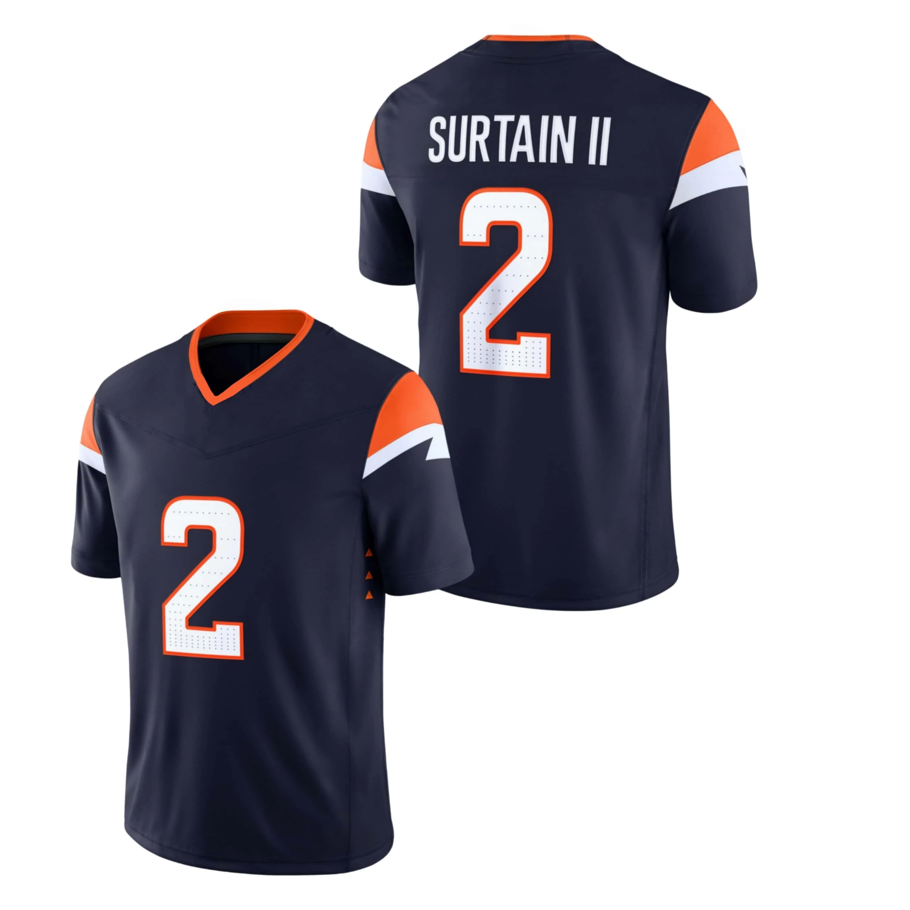Denver 10 Bo Nix Orange Herren American Football T-Shirt V-Ausschnitt 2026 Sommer Atmungsaktives Schnelltrocknendes T-Shirt für Männer und Frauen Y2K – Detail 8